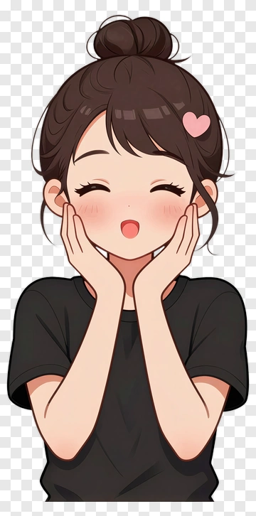 Happy Girl With Hands On Face PNG