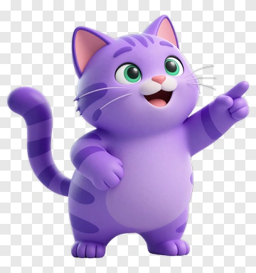 Cartoon Purple Cat Pointing PNG