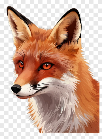 Realistic Fox Head Illustration PNG