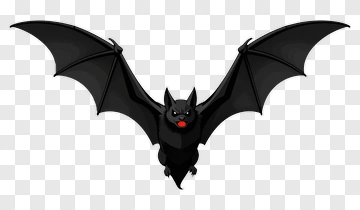 Cartoon Bat Flying With Wings Spread PNG
