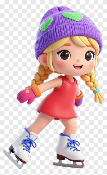 Cartoon Girl Ice Skating PNG