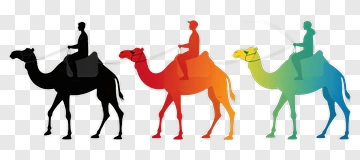 Colorful Camel Riders PNG