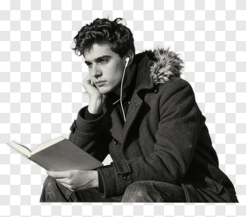 Young Man Reading A Book PNG