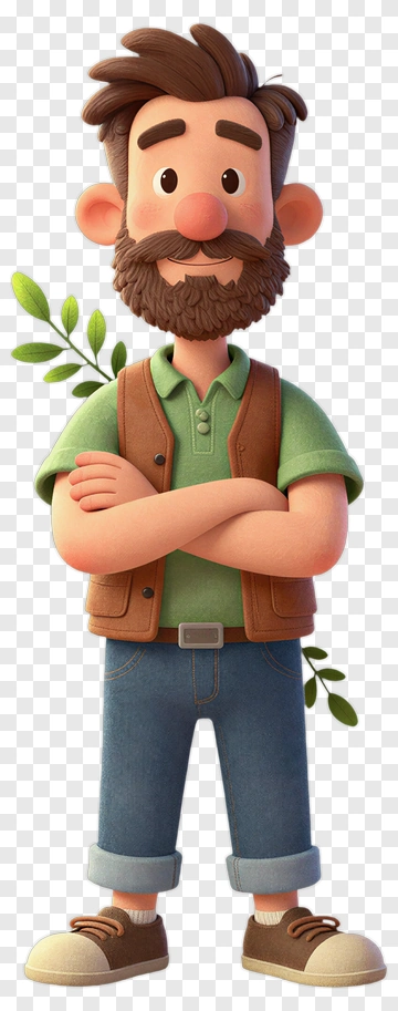 Cartoon Farmer With Arms Crossed PNG