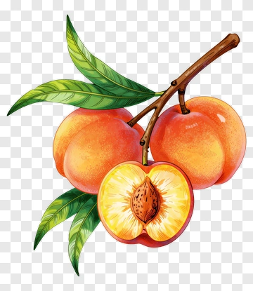Peach Branch With Ripe Peaches And Leaves PNG