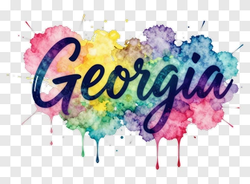 Colorful Watercolor Georgia Text PNG
