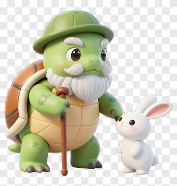 Cartoon Turtle Talking To A Rabbit PNG