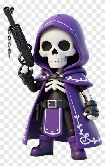 Cartoon Skeleton Holding A Gun PNG