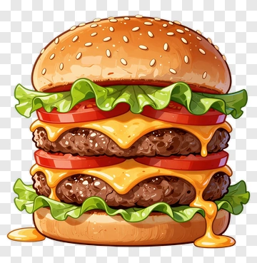 Cartoon Cheeseburger With Lettuce And Tomato PNG