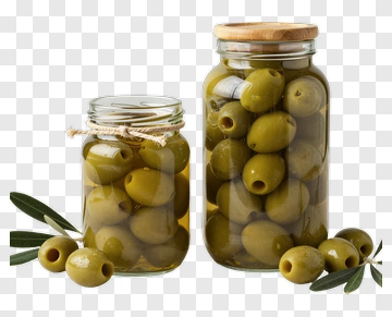 Glass Jars Of Green Olives PNG
