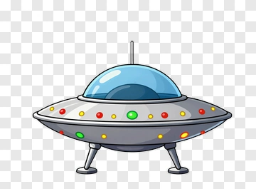 Cartoon Ufo With Colorful Lights PNG