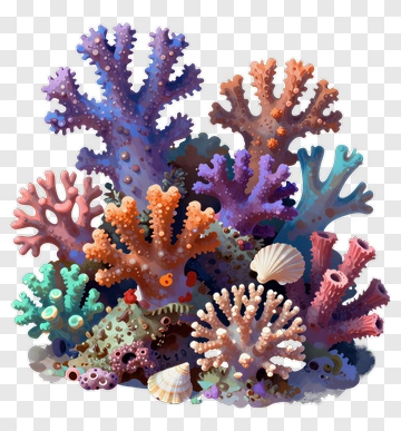 Colorful Coral Reef Composition PNG