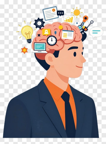 Businessman With Brainstorming Ideas PNG