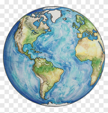 Illustrated Earth Globe PNG