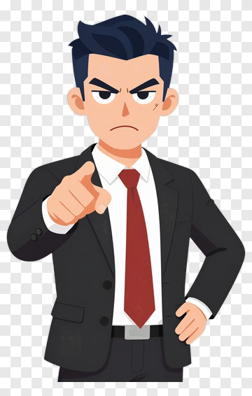Cartoon Businessman Pointing In A Suit PNG