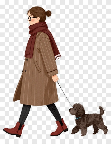 Woman Walking A Dog PNG