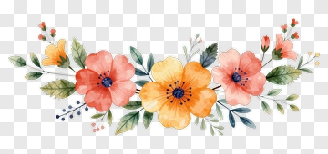 Colorful Floral Arrangement With Orange And Pink Flowers PNG