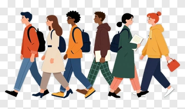 Group Of Students Walking Together PNG
