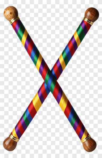 Colorful Twisted Batons Crossed Together PNG