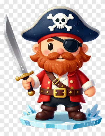 Cartoon Pirate Holding A Sword PNG