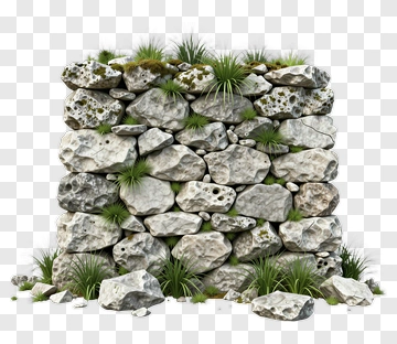 Stone Wall With Grass PNG
