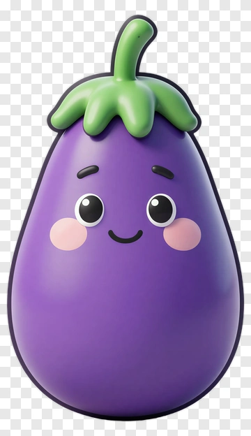 Cartoon Eggplant Character With A Smile PNG