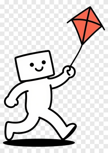 Cartoon Character Flying A Red Kite PNG