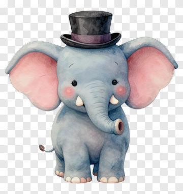 Cartoon Elephant Wearing A Top Hat PNG
