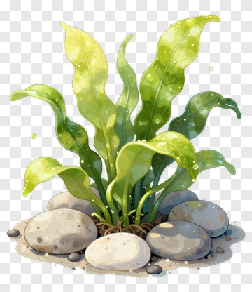 Colorful Plant Growing Among Rocks PNG