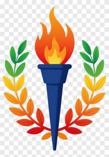 Olympic Torch Surrounded By Laurel Leaves PNG