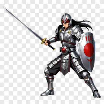 Cartoon Knight Holding A Sword PNG