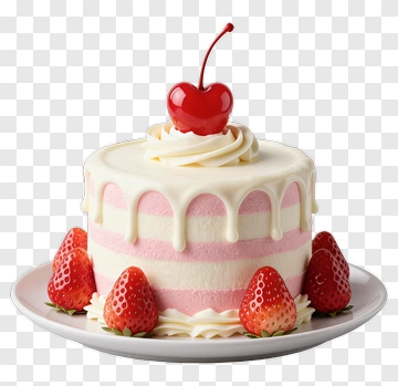 Strawberry Cake With Cherry Topping PNG
