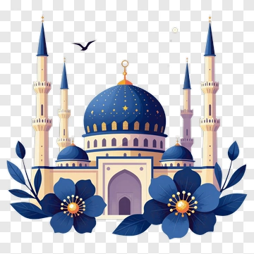 Blue Mosque Surrounded By Flowers PNG