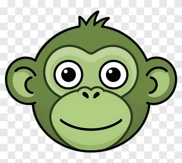 Cartoon Green Monkey Face PNG