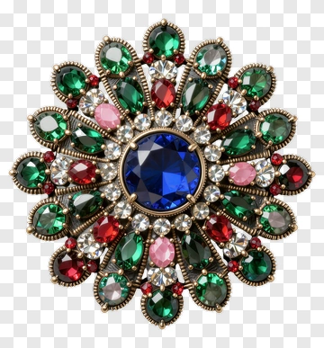 Colorful Decorative Brooch With Gemstones PNG