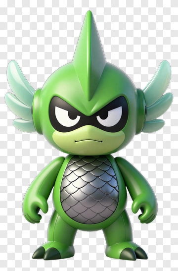 3D Green Cartoon Character With Wings PNG