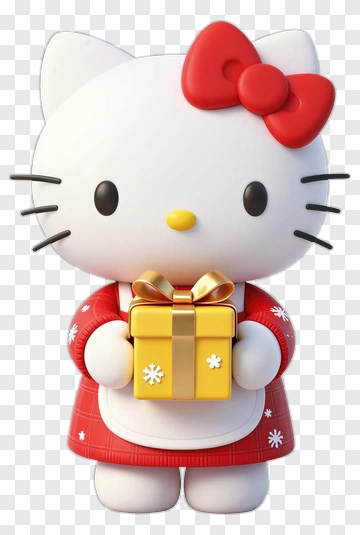 Hello Kitty Holding A Gift Box PNG