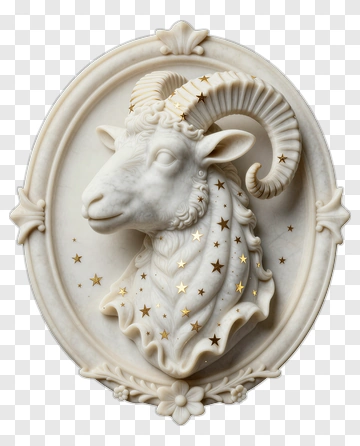 Marble Ram Head With Stars PNG