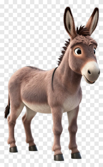 Cartoon Donkey With A Friendly Expression PNG