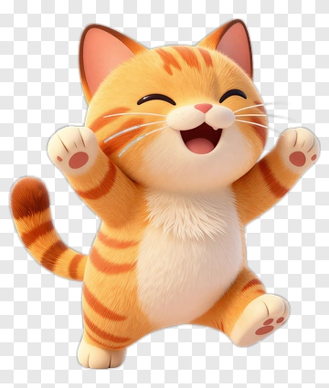 Cartoon Cat Smiling And Jumping PNG