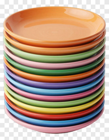 Stack Of Colorful Plates PNG