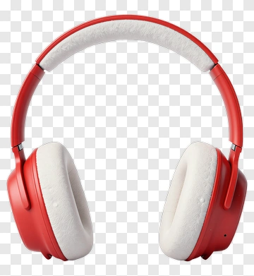 Red Headphones With White Cushions PNG