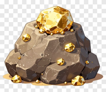Cartoon Gold Ore With Nuggets PNG