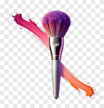 Makeup Brush With Colorful Paint Strokes PNG