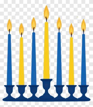 Hanukkah Menorah With Blue And Yellow Candles PNG