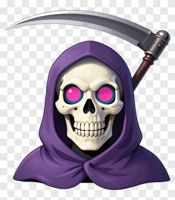 Cartoon Grim Reaper With Pink Eyes PNG