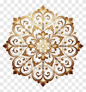 Ornate Gold Floral Mandala Design PNG