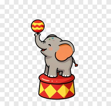 Cartoon Elephant Balancing A Ball On A Circus Drum PNG