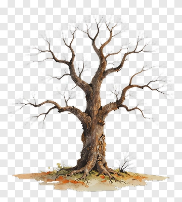Leafless Tree With Roots And Ground PNG