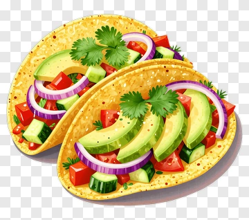 Colorful Tacos With Fresh Vegetables PNG